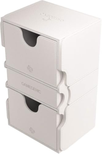 Gamegenic, Stronghold 200+ XL White, Zubehör | Aufbewahrung von Karten und Zubehör, 2 Kartenhalter + 1 Zubehörbox, fasst bis zu 200 doppelt eingehüllte Karten, Farbe: Weiß
