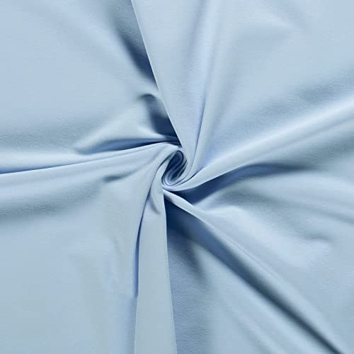 0,5m French-Terry Stoff Uni Oeko-Tex 5% Elasthan Baumwollstoff Meterware, Farbwahl, Farbe:002 - hellblau
