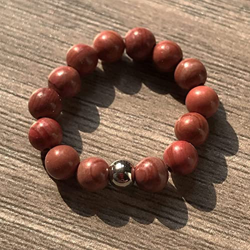 Verstellbarer Ring, Natürlicher Runder Holzmaserungssteinring Elastisches Seil Rotierender Angstring Ring Verstellbarer Offener Ring Für Frauen 7 Chakra-Reiki-Edelsteinringe Ewigkeitsring Für Fra