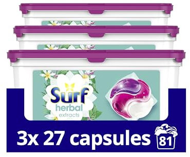 Surf Herbal Extracts 3 in 1 Capsules Washing Capsules even more fragrance* for brilliantly clean laundry every time 3x 27 capsules (81 washes)