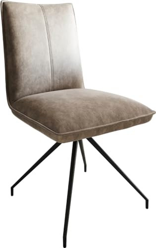 DELIFE Polsterstuhl Lelio-Flex Kreuzgestell konisch Schwarz Mikrofaser Taupe Vintage Taschenfederkern