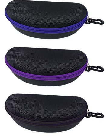 SUNTRADE Sonnenbrillenetui, für Herren und Damen, tragbar, Reise-Brillenetui, 3er-Set, Violett, Blau, Schwarz, Einheitsgröße