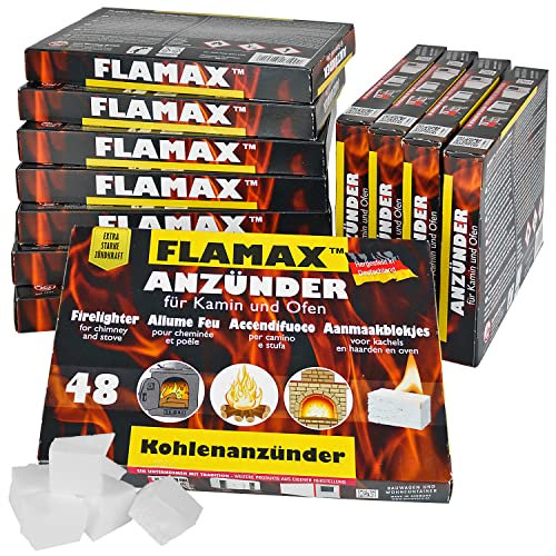 576x Anzündwürfel Kaminanzünder Kohleanzünder Anzünder Würfel BBQ Grillanzünder Ofenanzünder für Kamin und Ofen Kohlenanzünder Anzündwolle Anmachwürfel Flamax