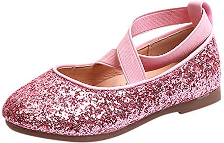 Scarpe da principessa per bambini e ragazze, ballerina con brillantini, scarpe da ballo piatte con paillettes, scarpe da sposa per bambini, scarpe da balletto, scarpe da sera, Aa01-rosa, 28
