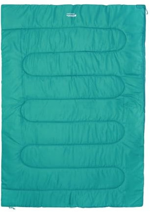 Mountain Warehouse Basecamp 200 Double Sleeping Bag - 2/3 Season Camping Bag, Insulated Mattress Teal