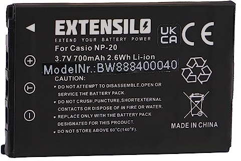 EXTENSILO Batterie Compatible avec Casio Exilim EX-Z15, EX-Z6, EX-Z18 Appareil Photo (700mAh, 3,7V, Li-ION)