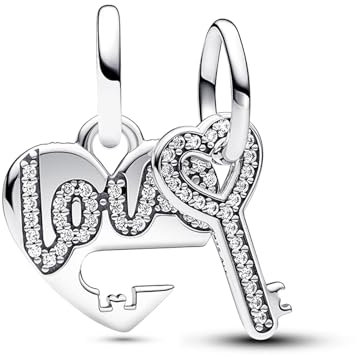 Rimgoris Charm en argent 925 pour femmes Bracelets Collier Cadeau à breloques en forme de serrure et clé I LOVE YOU