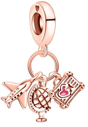 Rimgoris 925 Sterling Silber Charme für Frauen Armbänder Halskette Flugzeug Globus Koffer baumeln Charm Geschenk
