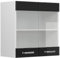 Vicco Armario de Cocina con Vidrio R-Line, Negro Brillo Intenso/Blanco, 60 cm