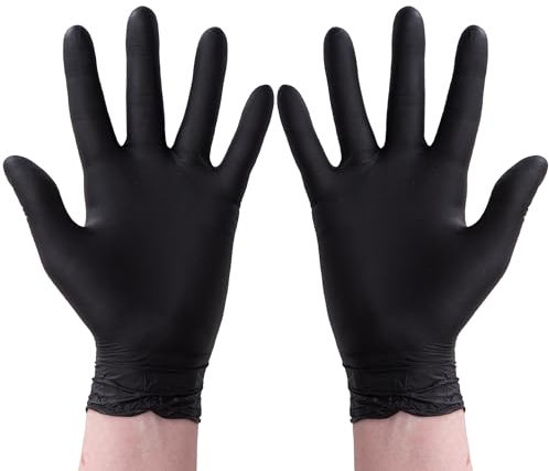 CHEF ROYALE Pack of 500 Disposable Black Nitrile Gloves - Latex & Powder Free Medical Nitrile Gloves for Multi Use Extra Strong Food Prep Gloves