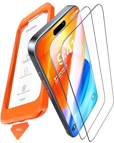 UltraGlass Top 9H+ Glass - Protector de pantalla para iPhone 14 Pro Max [grado militar, inastillable y más duradero] Protector de pantalla de vidrio templado 14 Pro Max, antihuellas, 2 paquetes