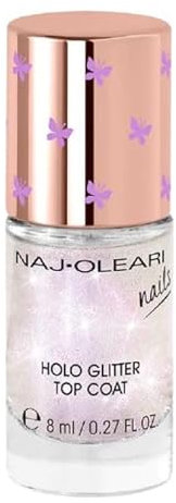 Naj Oleari Holo Glitter Top Coat Smalto Trasparente Effetto Gloss 8 ml