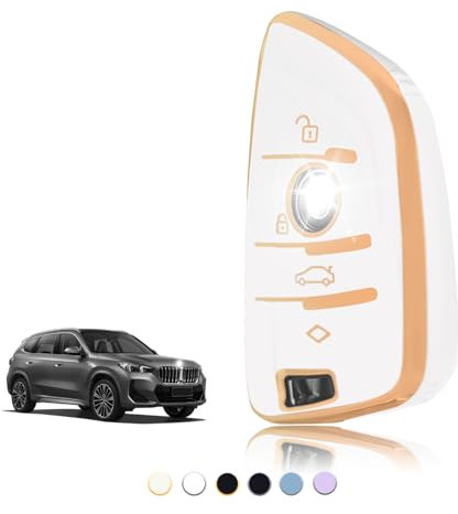 TOOMUME Coque Clé TPU, Etui Clé Étui Clé Adapté pour BMW Serie 1/2/3/4/5 X1 X2 X3 X4 X5 X6 F15 F16 F25 F44 F45 F48 F49 F85 F86 G30 G31 M3 M4 Z4, Couvre Clef Cache Cle Voiture Telécommande - Smart Key