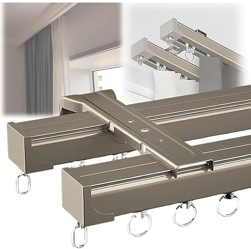 Robuste Vorhangschienen Für Decken- Oder Wandmontage, Double Track Deckenschiene Mit Stummen Rollen Gardinen Schienensystem Für Balkon/Wohnzimmer/Schlafzimmer, 50 Cm Bis 600 Cm (Color : Gold, Size :