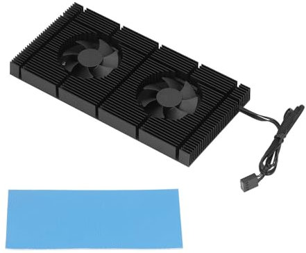FLEXMAN GPU Backplate Speicherkühler, Dual PWM Lüfter VRAM Kühlkörper, Geräuscharmer Backplane Speicherkühlungskühler mit Einstellbarer Geschwindigkeit, Integrierter Backplane (0.5mm Pad 600)
