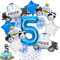 Polizei Geburtstag Deko 5 Jahre - 16 Stück Luftballon XXL Polizeiauto Folienballon Konfetti Ballon Sternballon und Tortendeko, Party Dekoration Kindergeburtstag für Jungen Mädchen
