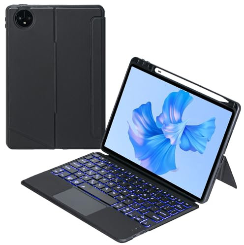 ZOMUN Funda con teclado retroiluminado Bluetooth para Huawei MatePad 11.5 S (no compatible con Huawei MatePad 11.5), retroiluminación, ratón TrackPad y teclado desmontable