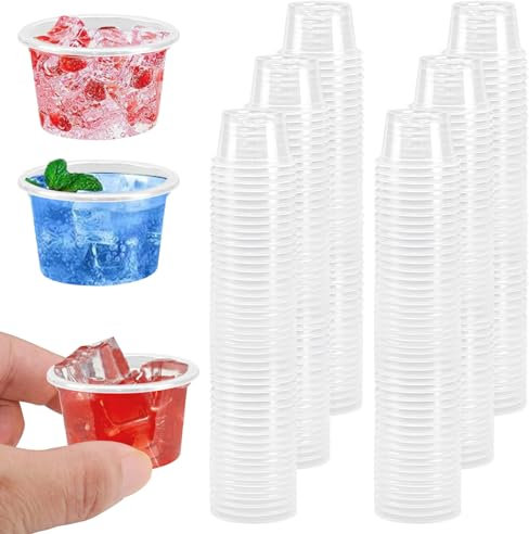 KARBAG 300 Pack Plastic Mini Shot Glasses, 30ml/1oz Strong Durable Hard Plastic Sample Tasting Cups, Reusable for Whiskey, Tasting, Food Samples