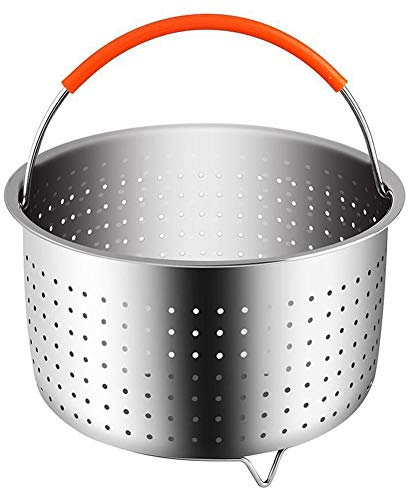 Bordhap Stainless Steel Steamer Basket Pressure Cooker with Silicone Covered Handle Sturdy Steamer Basket