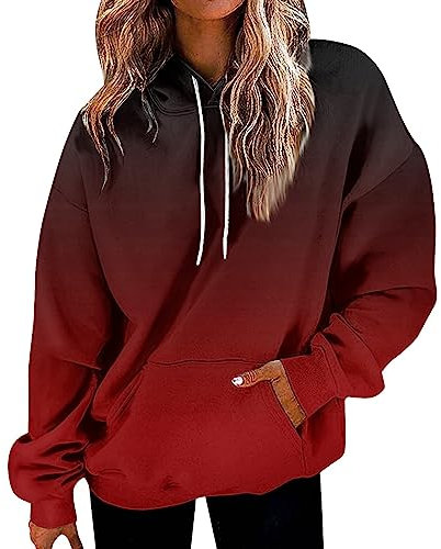 Vetement Hiver Grande Taille Sweat à Capuche Femme de Sport Idée Cadeau Sweat Fitness Mi Saison Chaud Sweatshirt Pas Cher Marque Vêtements (Vin, XL)