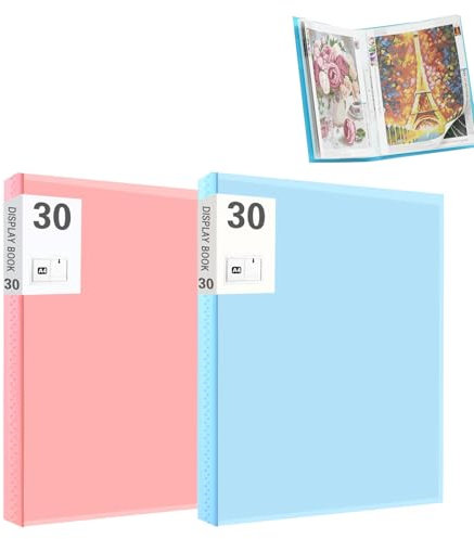 WUERKIYA Classement du Diamond Painting & Rangement A4 - Accessoire Pour Diamond Painting et Artdot, Idéal pour Amazon Painting Station, Couleurs Bleu et Rose