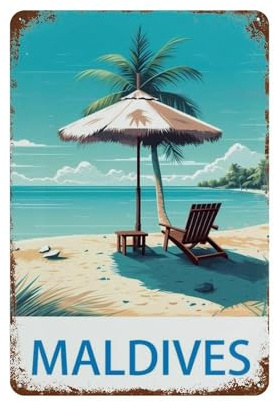 PGCKSK Malediven,Blechschild Wanddekoration Lustiges inspirierendes Zitat Wandkunst Schild Vintage Blechschilder für Zuhause Kaffee Bar Man Cave Schild Pub Poster(20 x 30 cm) 8 x 12 Zoll-O44