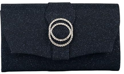 Michelle Moon Handtasche Damen Klein Elegant mit Glitzer | Abendtasche Dunkelblau | Clutch Dunkelblau für Hochzeit, Party und besondere Anlässe | Handtasche Damen Dunkelblau
