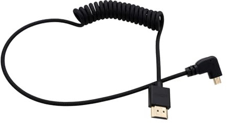 HangTon Micro HDMI auf HDMI 4K120 8K60 Kabel für Canon R6 R5C R10 R7 Sony ZVE1 A7C A7R A7S Lumix S5 S9 GH4 Kamera ATOMOS Ninja V Ultra SmallHD Portkeys Monitor, L-Shape 90-Grad Typ A D 50cm