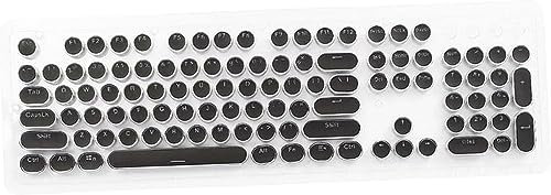 pistro Double Shot PBT Keycap Set Generic Round Keycaps with Translucent Layer Gaming Keyboard Retro Punk Typewriter- Black