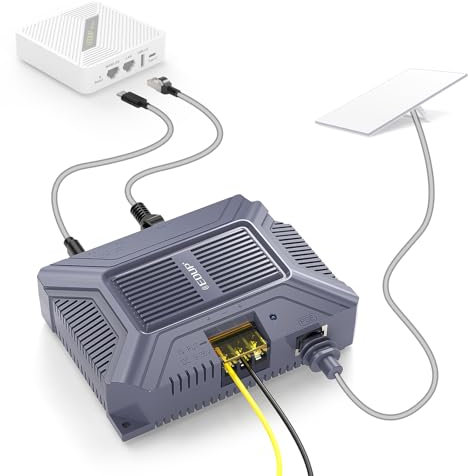 EDUP Starlink Gen 3 PoE Injector 200W 5-in-1 GigE Passive & ESD Protection for Starlink V3 Dishy, 1000Mbps Starlink Ethernet Adapter with USB & Type-C Power Output