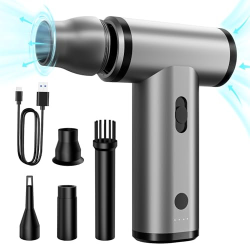 KUKIHO elektrische Staubgebläse, 180000 U/min Air Blower, Handgehaltenes Druckluftspray, All-in-One-Funktion zum Blasen und Pumpen, PC Reinigungsset und Typ-C-Schnellladung