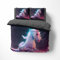 FEBE 3D Bettwäsche Einhorn Bettbezug-Set 135x200 + Kissenbezug 80x80 cm Wendebettwäsche 2 Teilig mit Reißveschluss