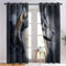 Gardinen H260 x B140 cm (2er Pack) Verdunkelungsvorhänge mit Ösen Aufdruck Mit Aquarell Alaska Hund Muster Superweich Vorhänge Blickdicht Gardinen für Deko Wohnzimmer Schlafzimmer Schwarz