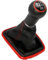 Schaltknauf + Schaltsack Set 6 Gang passend für VW Golf IV 97-06, Plug & Play, Auto Schalthebel Schaltmanschette, mit Rahmen, schwarz - Rot