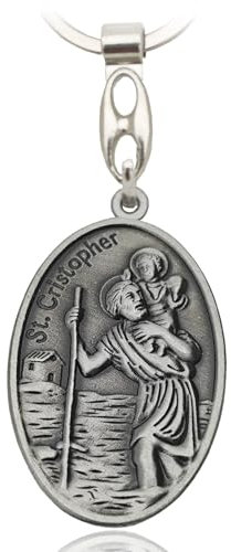 YUJUE Porte-clés Saint Christophe, Plaque Saint Christophe, Saint patron des conducteurs et des voyageurs - pendentif de protection pour automobilistes et motocyclistes