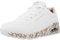 Skechers Damen UNO Loving Love Sneaker, White Durabuck/Rose Gold Print Trim, 35 EU