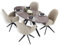 Homestyle4u Essgruppe Tisch Oval Esszimmertisch 4 Personen Metall mit Esszimmerstuhl Bouclé Beige Leder Drehbar 4er Set