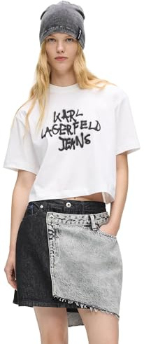 Karl Lagerfeld Jeans Damen Regular Cropped Graffiti T-Shirt