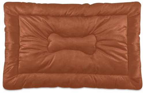 Fuauuyl Tapis de lit doux pour chien, lavable en machine, avec fond antidérapant pour chien, marron uni, yeux roses, 91,4 x 61 cm