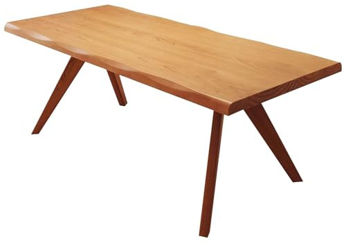 PUFAHAU Tavolo da Pranzo in Legno Massello, Semplice Tavolino da Soggiorno in Ciliegio Lucidato A Mano, Struttura Robusta, Adatto A Molte Occasioni.(Colore del Tronco - 120 * 60 * 75cm)