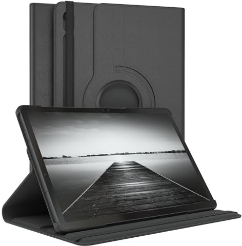 EAZY CASE - Tablet Hülle für iPad Galaxy S10 FE Schutzhülle 10,9 Zoll Smart Cover Tablet Case Rotationcase zum Aufstellen Klapphülle 360° drehbar mit Standfunktion Tasche Kunstleder Schwarz