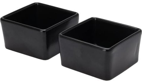 Carousel Home Black Ceramic Snack & Dip Bowls | 2-Piece Square Appetiser Set for Sauces, Nibbles & Sharing | Stylish Black Dipping Bowls for Everyday or Entertaining
