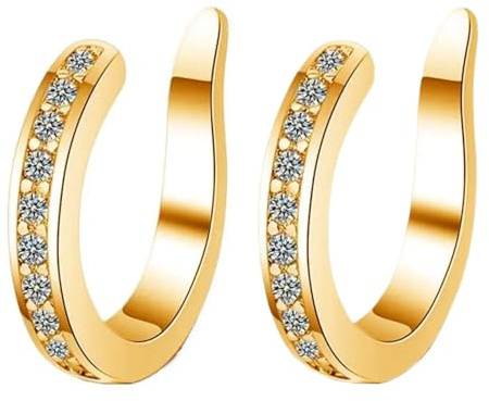 2Pcs Ear Clips for Ear Corrector,Ear Corrector,Non Pierc/ing Ear Cuff Cartilage Earrings,Non-Pierc/ing Ear Cuff Cartilage Earrings for Women,Plated Bone Clips for Work,Ear Rings for Women(Gold)