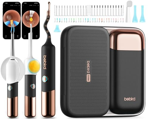 BEBIRD Earsight Ultra Camera Oreille Nettoyage - Otoscope oreille Flexible et Lumière - Kit d'ear cure (cure-oreille, pince à cérumen, goutteur) pour Adultes & Enfants