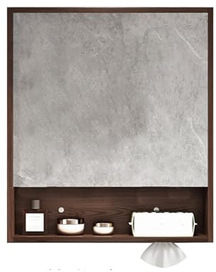 Wall-Mounted Bathroom Cabinet with Lighting Anti-Fog Mirror Side Storage nizer 60cm/23.6in Trellis Design Space-Saving Modern Fur