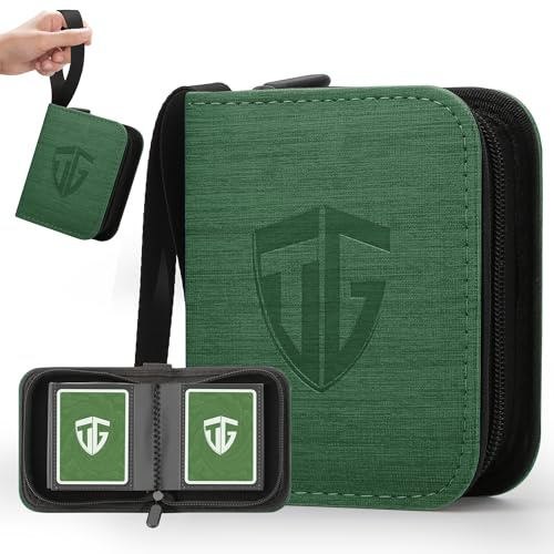 TCGUARD Mini Sammelkarten Album mit 40 Karten Fassungsvermögen, Reißverschluss 1-Fach Binder für TCG- & Sportkarten, Tragbares Geschenk für Sammler, Yugioh Dunkelgrün