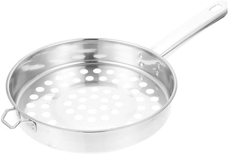 MAGICLULU Colador de Cocina de Acero Inoxidable Filtro Grande y Base Plana, Herramienta Multifuncional Adecuado para Cocinar Albóndigas y Uso en Cocina