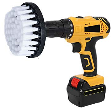 HIFROM Drill Brush - 4 inch Power Drill Attachment Soft Bristle White Quick Change Shaft Scrub Cleaning Brush for Carpet, Upholstery, Leather, Glass (White)