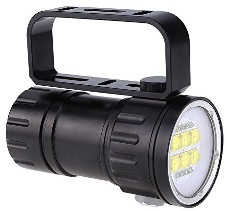 Fdit Diving LED Flashlight, 28800 Lumens LED Diving Flashlight Photography Fill Lamp Underwater 80 M Torch with Stand Red Blue Lightweight