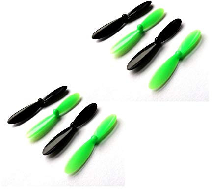 VUNIVERSUM 8X Stück (2X Set) Propeller Rotorblätter NINETEC Spyforce 1 One Mini Quadrocopter Copter Schwarz Grün Blades 55mm von Mr.Stecker Modellbau®